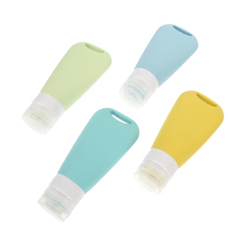 iplusmile 4 piezas Botellas de Silicona Rellenable y Prueba de Fugas para Viaje Dispensador de Loción Portátil de Envases Pequeños para Cosméticos Diseño Compacto