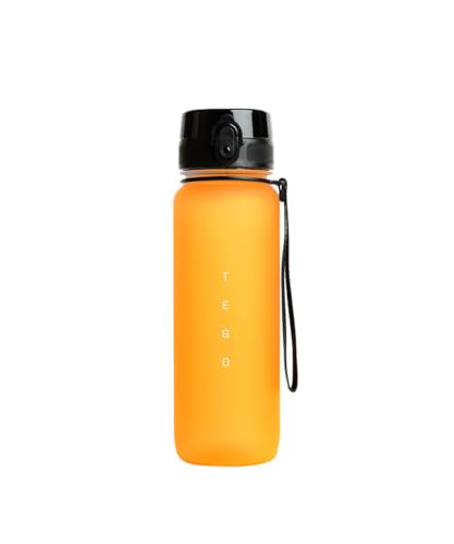Image of TEGO Rise Tritan Water Bottle | 800ml Secure Flip Lock Lid | BPA-Free, Durable & Impact-Resistant | Wrist Strap for Easy Carry | Hydration Tracker | Gym, Office, Travel Water Bottle (Orange)
