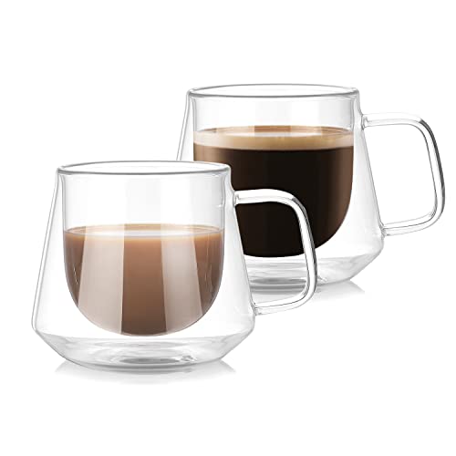 Verres à double paroi pour latte macchiato, lot de 2 verres à cappuccino de 200 ml, verres à café expresso à double paroi, verres thermiques, verre à thé, tasses à café pour lait, bière (200ml/Type 2) Cover