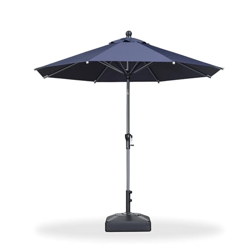 Image of PURPLE LEAF Patio Market Umbrella 8' Round Tilt Navy Blue 8 Metal Ribs