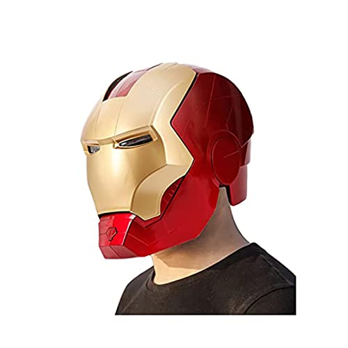 Iron Man Casco elettronico Maschera luminosa Avengers Maschere a pieno facciale Copricapo Film Supereroi Costume Cosplay Puntelli Carnevale di Halloween Dress Up Copricapo,Red-Youth Style（55cm）