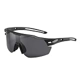 Xanthelle Occhiali Sportivi veloci per Uomo e Donna, Lente Curva Monopezzo in PC, Occhiali da Ciclismo per Bici, Corsa ed Escursionismo, Design Leggero antiriflesso, Nero
