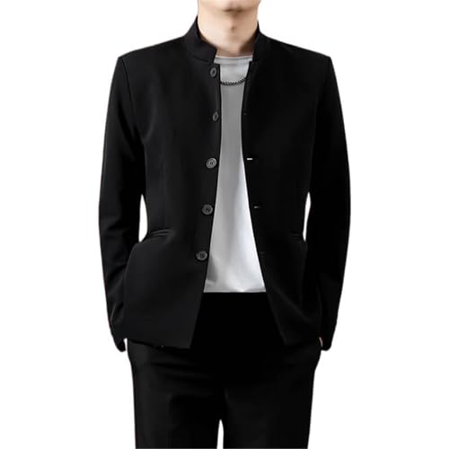 Dragon Embroidery Zhongshan Suit Coat for Men - Stand Collar Jacket for Cultural Festivals