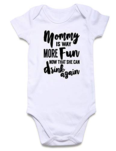 Image of TUONROAD Unique Baby Fashion Rompers Black White Mommy Is Way More Fun Now That She Can Again Vintage Cotton Jumpsuit 6-9 Months Cool Urban Infant One-Piece Bodysuit Girl Boy Childrens Holiday Party