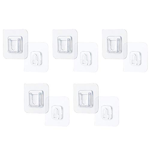 MANGGUO 10 Ganchos Adhesivos de Pared, Ganchos Flexibles Transparentes de Doble Cara, Adhesivo Transparente Impermeable sin rastros para baño, Cocina, Oficina, sin Necesidad de perforar Agujeros Cover