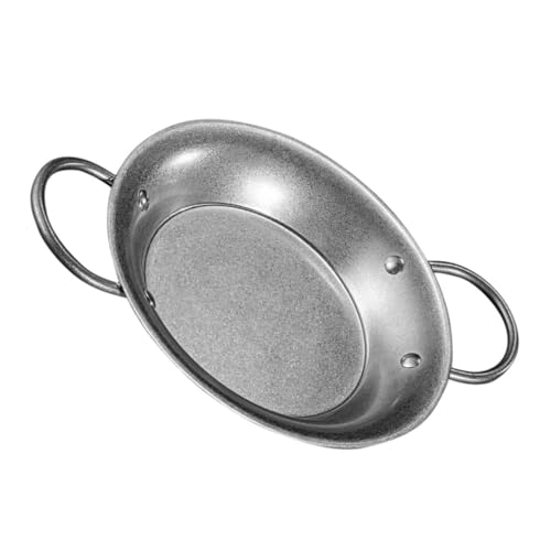 Alipis Traditional Stainless Steel Paella Pan Dual Handles Retro Design Cooking Pot for Seafood and Pasta Dishwasher Safe Washable Food Pan Essential Kitchen Accessory for Home