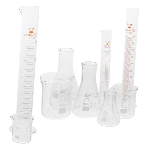 PRETYZOOM Glassware Set 9pcs Cup Sets Measuring Cups Graduated Cylinders Beakers Conical Flasks Test Tubes for Plants Accurate Measuring Student Tools