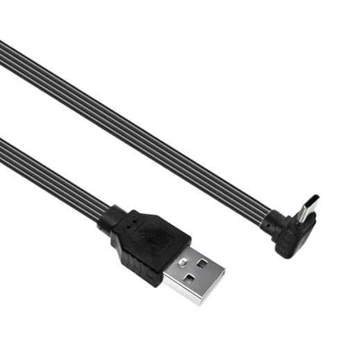 Tsophreniq Cable de datos USB 2.0 macho a USB C de cabeza recta/cable plano en ángulo de 90 grados para tabletas, datos de 480 Mbps