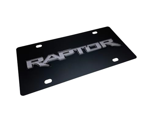 Eurosport Daytona - Compatible with Ford Raptor Badge Monochromatic Black - Carbon Steel License Plate