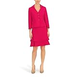 Le Suit Women's Petite Shawl Collar Blazer & Sheath Dress, 2pc Set, Dark Azalea