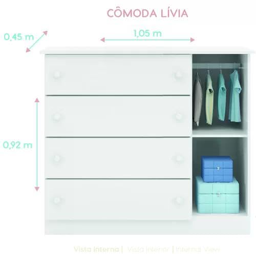 Cômoda Infantil Lívia Phoenix Baby Branco