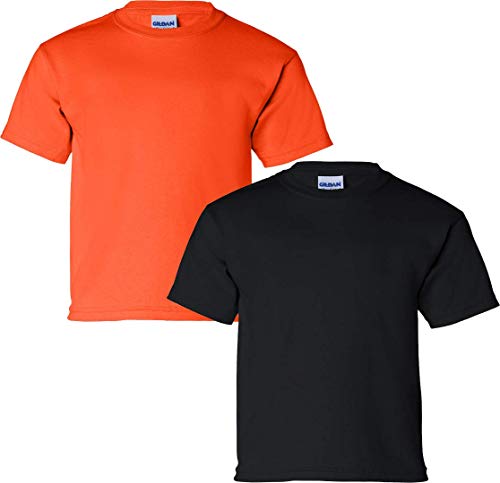 T-shirt en coton pour enfant coloris orange noir taille M lot de deux vêtements