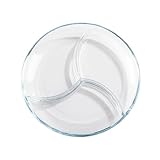 HTYUKFDG Divided plate Plato dividido de vidrio templado for adultos, reutilizable, de 10 pulgadas, con compartimentos, bandeja for servir en la cocina. Fiestas(Round)