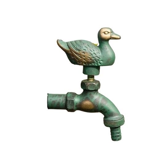 Rubinetto da Giardino per Esterni in Ottone Massiccio Antico - Maniglia per Animali (Martin Pescatore Verde), Rubinetto Esterno Decorativo G1/2 (Cane in Ottone)