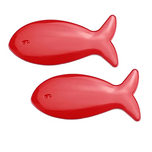 Image of YSY 2Pcs 3D Fish Zinc Alloy Emblem Totem Logo Badge Car Sticker Auto Decoration Car Body Decal Automobile Accessories(A) (3D Fish, red)