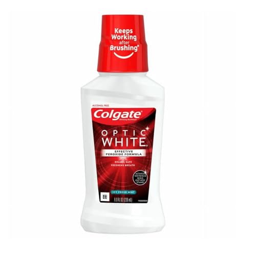 Colgate Optic White Whitening Mouthwash, Icy Mint, 8 Fl Oz (Pack of 6)