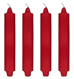 4 Pack Unscented Club Candles 9'' x 1½'' with 7/8'' Base Fits Standard Candle Holder Including The Booklet ''Candle Factoids Trivia & Safety Guidelines'' Made in The USA (Red)