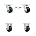 Rubber on Cast Iron Swivel Top Plate Caster Set of 4 w/4" x 2" Black Wheels - Includes 2 Swivel with Bolt on Swivel Locks & 2 Rigid - 1600 lbs Total Capacity - Service Caster Brand