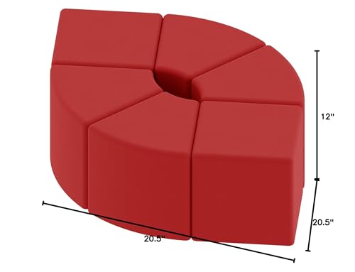 Image of Sprogs 12 inch H Structured Wedge Stool -Flexible Modular Collaborative Soft Seating for Office, Home, Lounge and School Classrooms with Durable Frame -Red