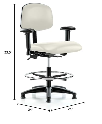 Image of Perch Task Chair with Foot Ring, Glides, 21 inch-28.25 inch, Off-White Vinyl