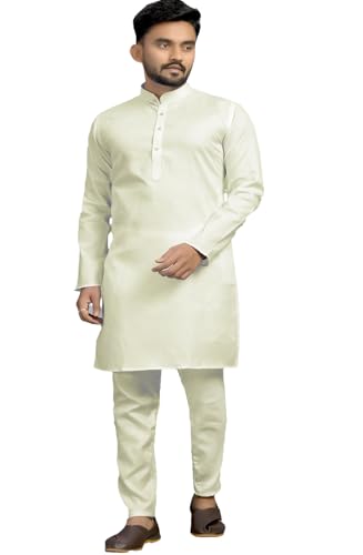 Image of Men's Cotton Blend Plain Kurta Comfortable and Stylish