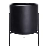 D'vine Dev Modern Black Plants Pot Cylinder Planter with Heavy Duty Stand, X-Large 14 Inch Pot, 19.6 Inch with Stand Height, 96-T-B-4