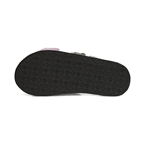 PUMA PUMA Fluff Slipper, Black White, 4 US Unisex Big Kid
