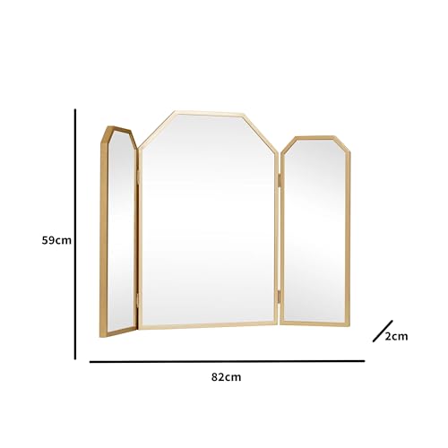 Melody Maison Gold Hexagon Triple Dressing Table Mirror 82cm x 59cm
