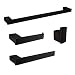 Produktbild TURS 4-Teiliges Badezimmer Zubehör Set 304 Edelstahl Toilettenpapier Halter Handtuch Robe Haken Handtuch Rack Halter Wandhalterung, Matt Schwarz, N1009BK