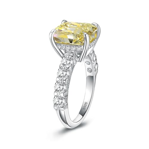 Simulated Canary Yellow Diamond Engagement Ring for Women,4.5CT CZ Gemstone,S925 Sterling Silver Promise Ring for Wedding,Travel,Daily2