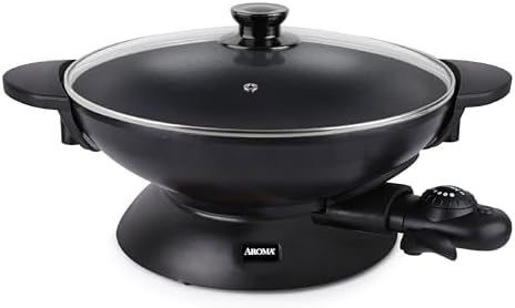 Aroma Housewares AEW-307 Electric Wok, 5 Qt, Black.