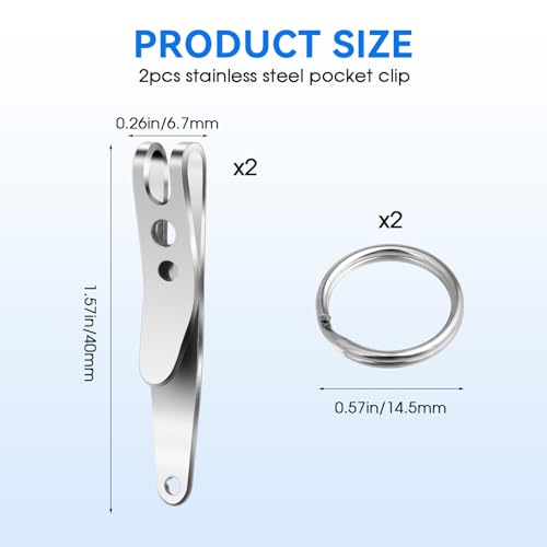 2 Stück Schlüsselhalter mit Schlüsselanhänger Edelstahl Taschenclip Outdoor Gürtelclip Mehrzwecker Taktische Clip Keyring Aufhängetaschenclip für Schlüsseln Taschenlampen Täglichen Gebrauch