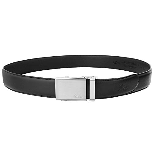Image of Falari Men Unisex Genuine Leather Ratchet Dress and Casual Belt, Automatic Sliding Buckle, Trim to Fit