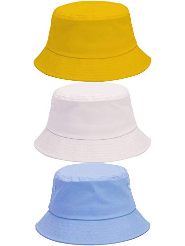 3 Pack Cotton Bucket Hat Summer Sun Hat UPF 50 UV Protection Sun Cap Fisherman Fishing Cap for Unisex Women Men Outdoor Sport Hiking Camping Traveling (Color Set 1)