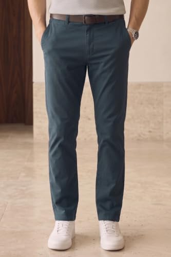 Image of Louis Philippe Men's Slim Fit Slant Pocket Made of Stretch Fabric Solid Casual Trouser