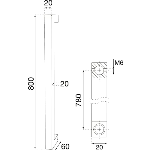 HALCÖ HT Door Handle Length 800 mm Bar Handle for Wooden and Glass Doors Oiled Black Steel, Black Steel Oiled - Image 3