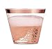 100 Clear Plastic Cups | Clear Party Cups with Rose Gold Rim | 9 Oz | Reusable & Recyclable