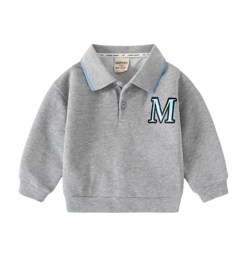 Meufam Toddler Boys Solid Pique Polo Long Sleeve Tee Shirt Thermal Tops Kids Soft Little Boys Uniform T-Shirt