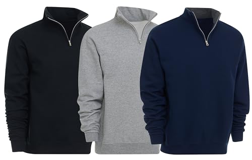 BILLIONHATS 24 Pack Mens Cotton Fleece Quarter Zip Sweatshirts Wholesale Assorted Colors, Bulk Half Zip Pullover Tops for Men3