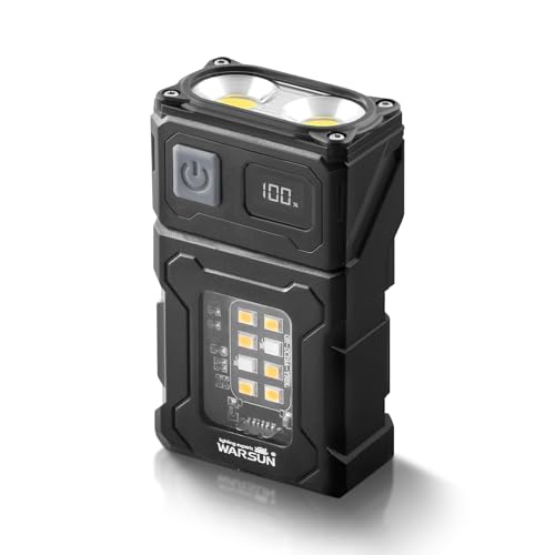 Image of WARSUN DC08 Swivial LED Flashlight Rechargeable, 800 Lumens Mini Work Lihgt, Small EDC Flashlight Clip On with Back Clip, Magnetic Flashlight, for Emergency, Walk Dog, Working, Hiking, Camping