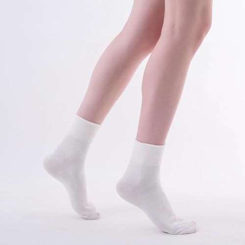 Image of HUGSWEET Thin Soft Cotton Crew Socks for Women Ankle above Bootie Socks Gifts for Women 5-10 Pairs