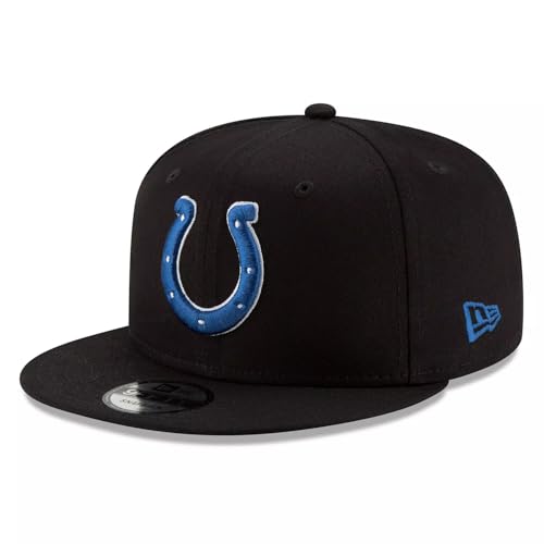 New Era NFL Indianapolis Colts 9FIFTY Black Blue Adjustable Snapback Hat Cap One Size Fits All - One Size