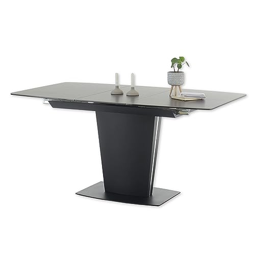 SERGIO Esstisch ausziehbar in Dunkelbraun, Schwarz - Ausziehbarer Säulentisch für Ihr Wohn- & Esszimmer - 120-160 x 76 x 85 cm (B/H/T)