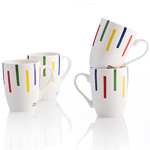 Set 4P Mugs 11Cm 360Ml New Bone China Diseño Rayas De Colores Casa - Benetton En Oferta United Colors Of Benetton- Be110 Set 4P Mugs 11Cm 360Ml New Bone China Diseño Rayas De Colores Casa Benetton, Loza