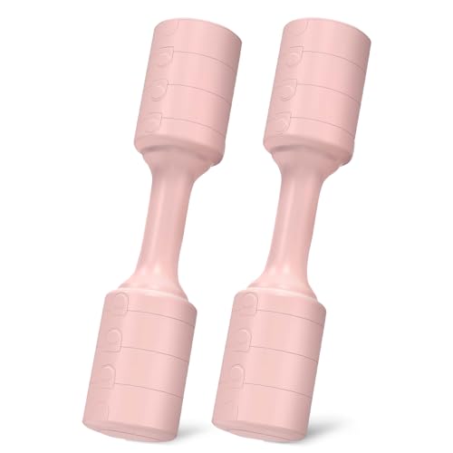 HomKawt Adjustable Dumbbell Set of 2 4-in-1 Free Weights (2-5KG) for Home Gym & Strength Training Use as Barbell Kettlebell Non-Slip Grip for Men & Women-Pink