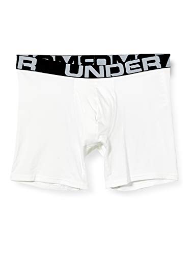 Under Armour Men's Charged Cotton 6-inch Boxerjock 3-Pack , White (100)/White , Medium