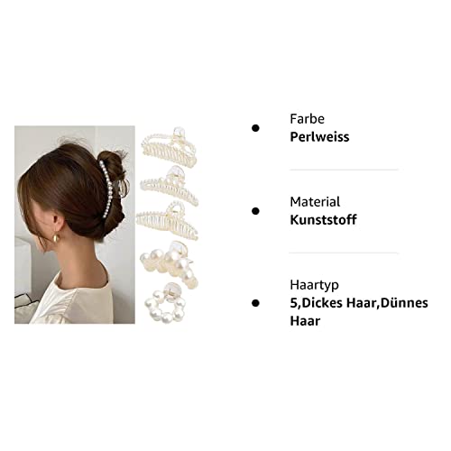 Foto von Große Haarklammer, Rutschfeste Haarklammer,Haarklammern, Haarspangen für Damen Mädchen Haar Jaw Clips für dickes Haar Dünnes Haar,5 Stück