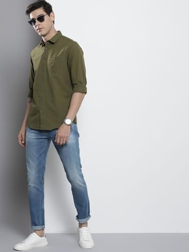 Image of The Indian Garage Co Men Regular Fit Solid Full Sleeves Cutaway Collar Casual Shirt