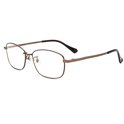 Lunettes D'ordinateur Lunettes De Vue Lecture Presbyte Anti Lumiere Bleue pour Hommes 1.0, Lunettes Rectangulaires Vintage en Métal Léger, Branches Flexibles, Marron Cover