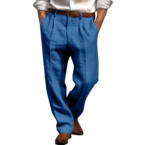 Pantaloni di Lino Cotone Uomo Pants Leggeri Eleganti Lunghi in